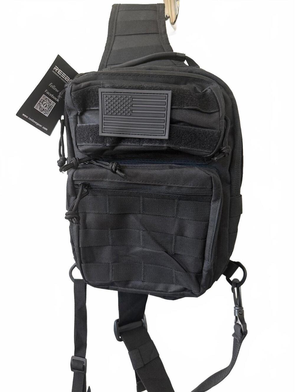 Reebow Gear Tactical Sling Backpack Molle EDC Range Bag American Flag Patch NWT